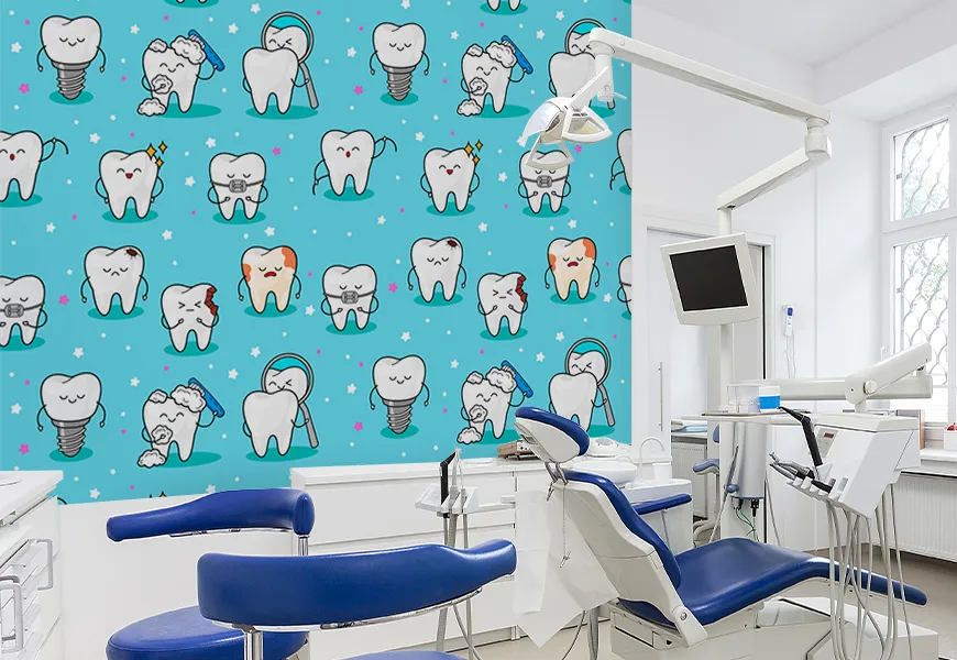 پوستر دیواری سه بعدی مطب دندانپزشکی طرح کودکانه